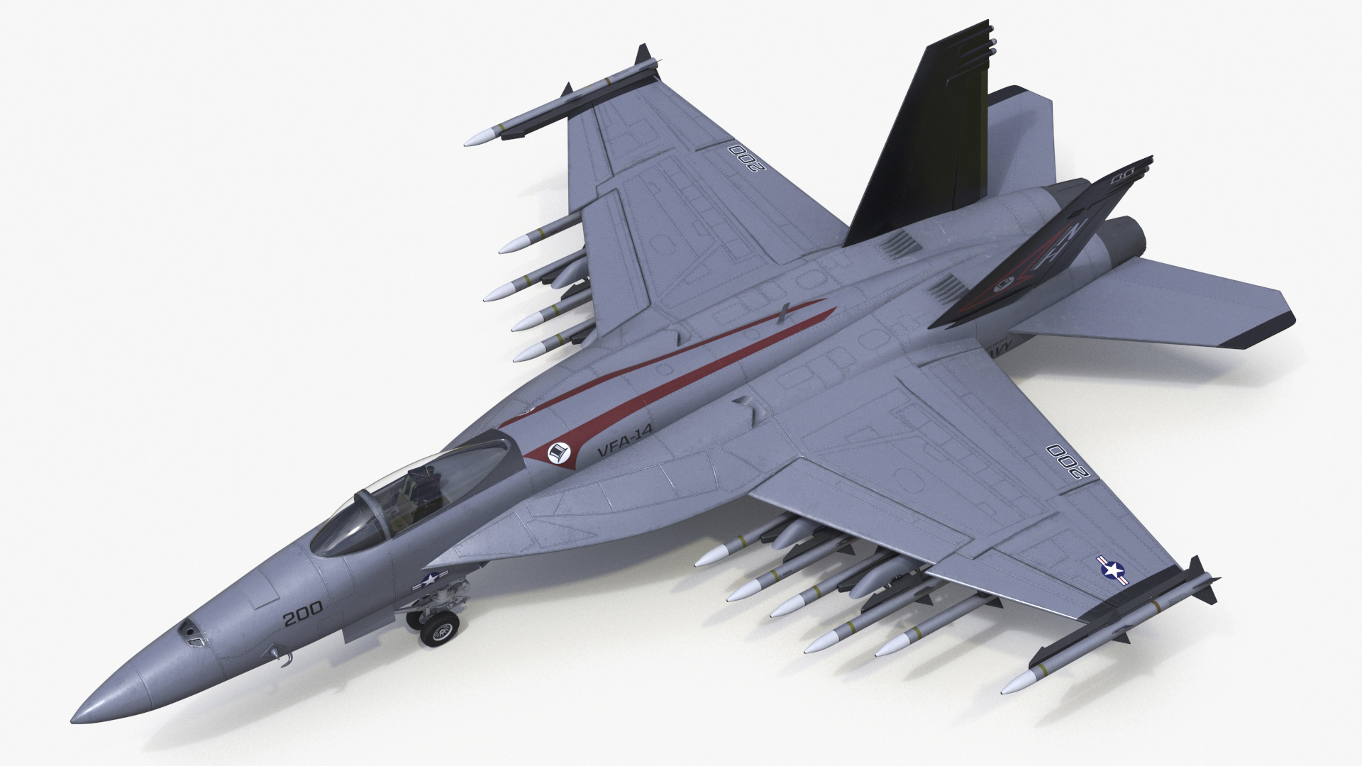 3D Fighter FA 18E Tophatters Rigged for Maya