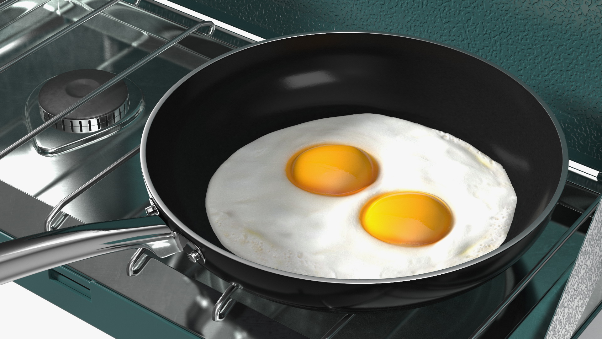 Camping Stove with Fried Eggs 3D model