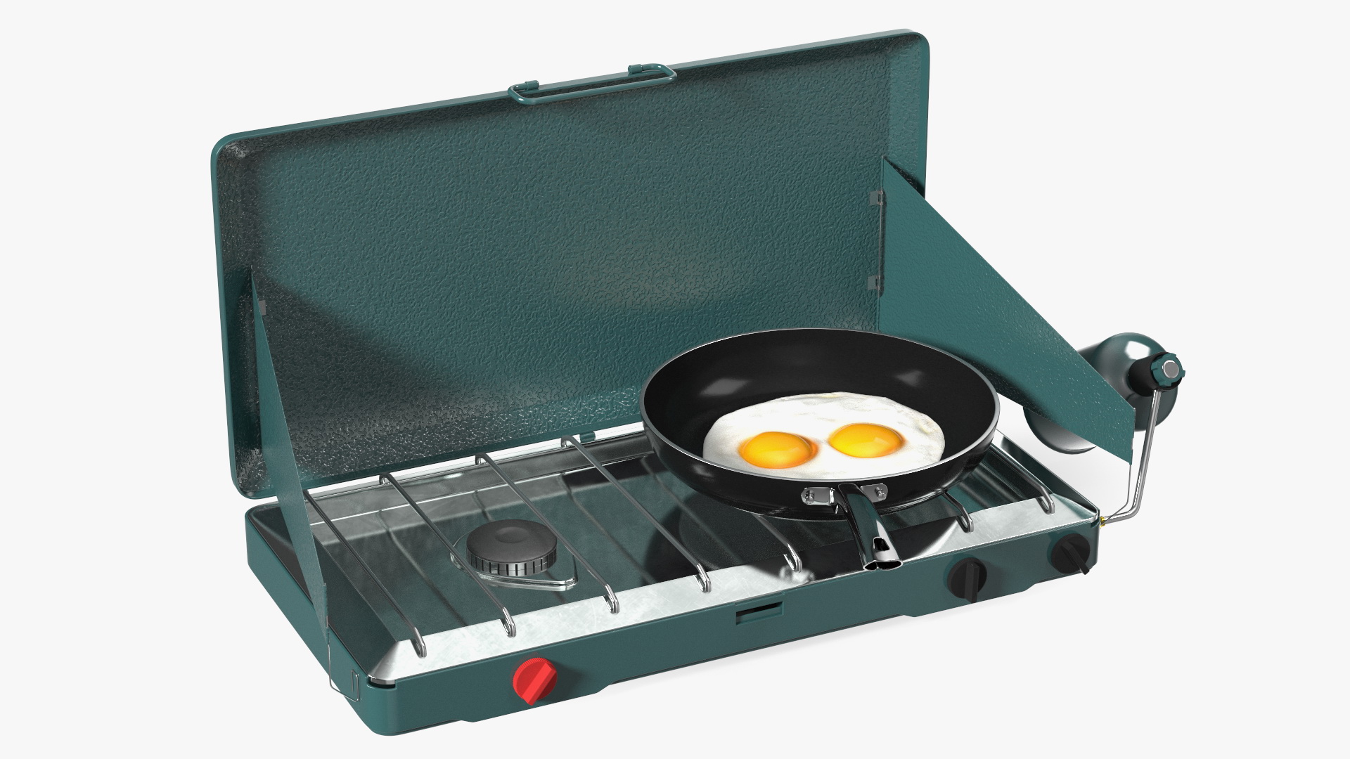 Camping Stove with Fried Eggs 3D model