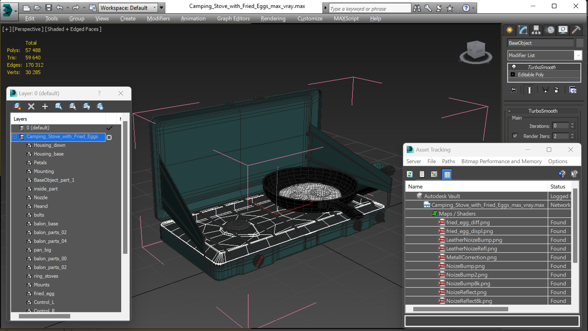 Camping Stove with Fried Eggs 3D model