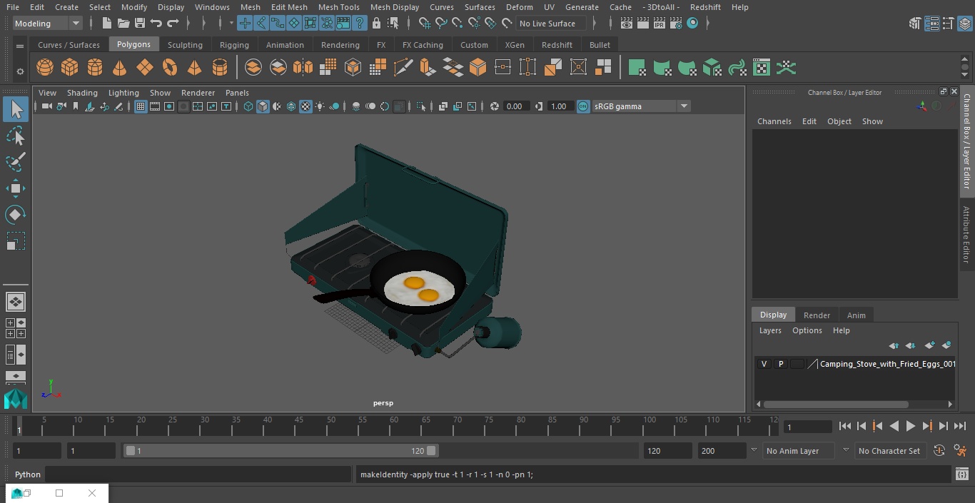 Camping Stove with Fried Eggs 3D model