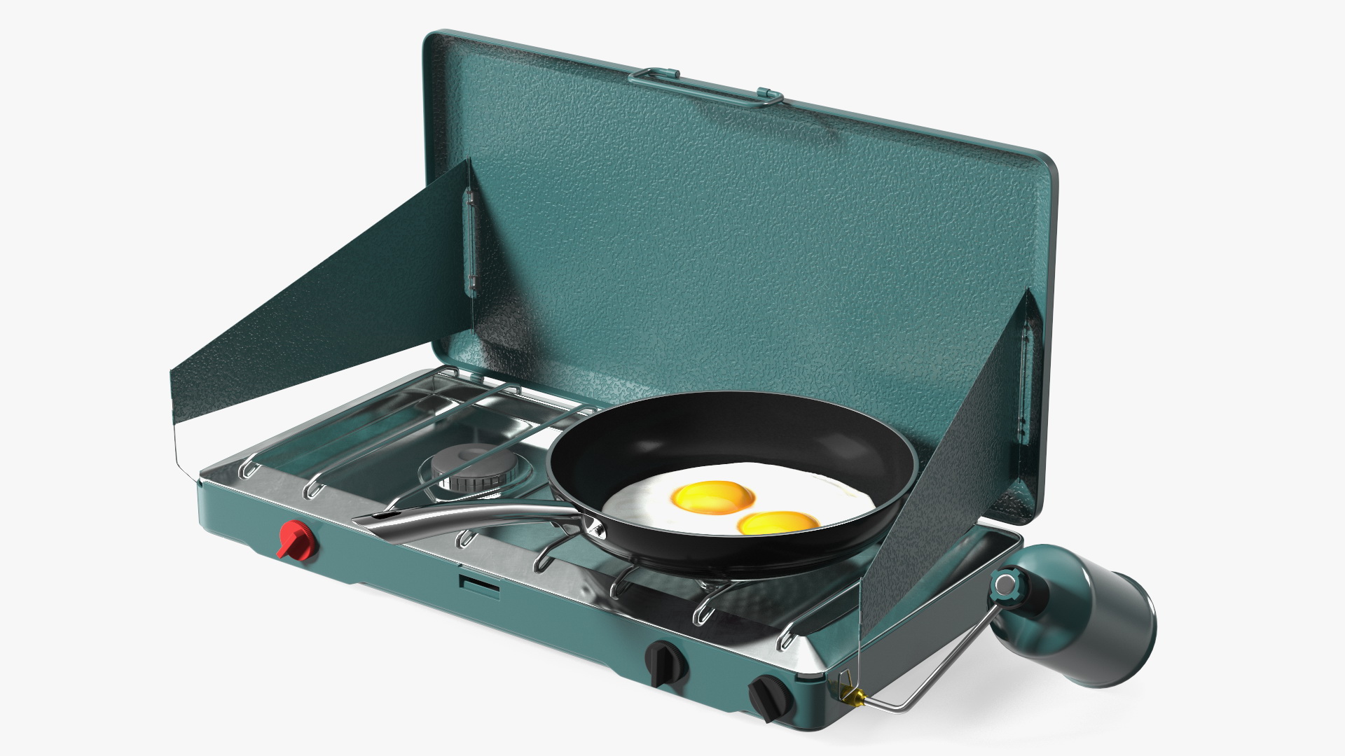 Camping Stove with Fried Eggs 3D model