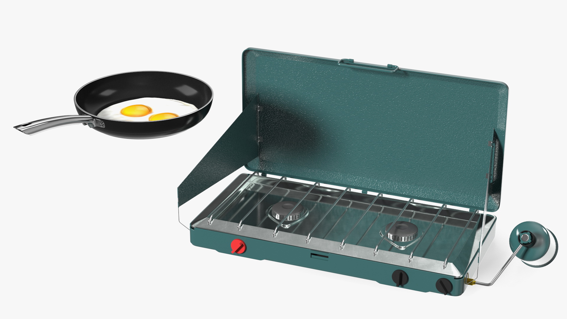 Camping Stove with Fried Eggs 3D model