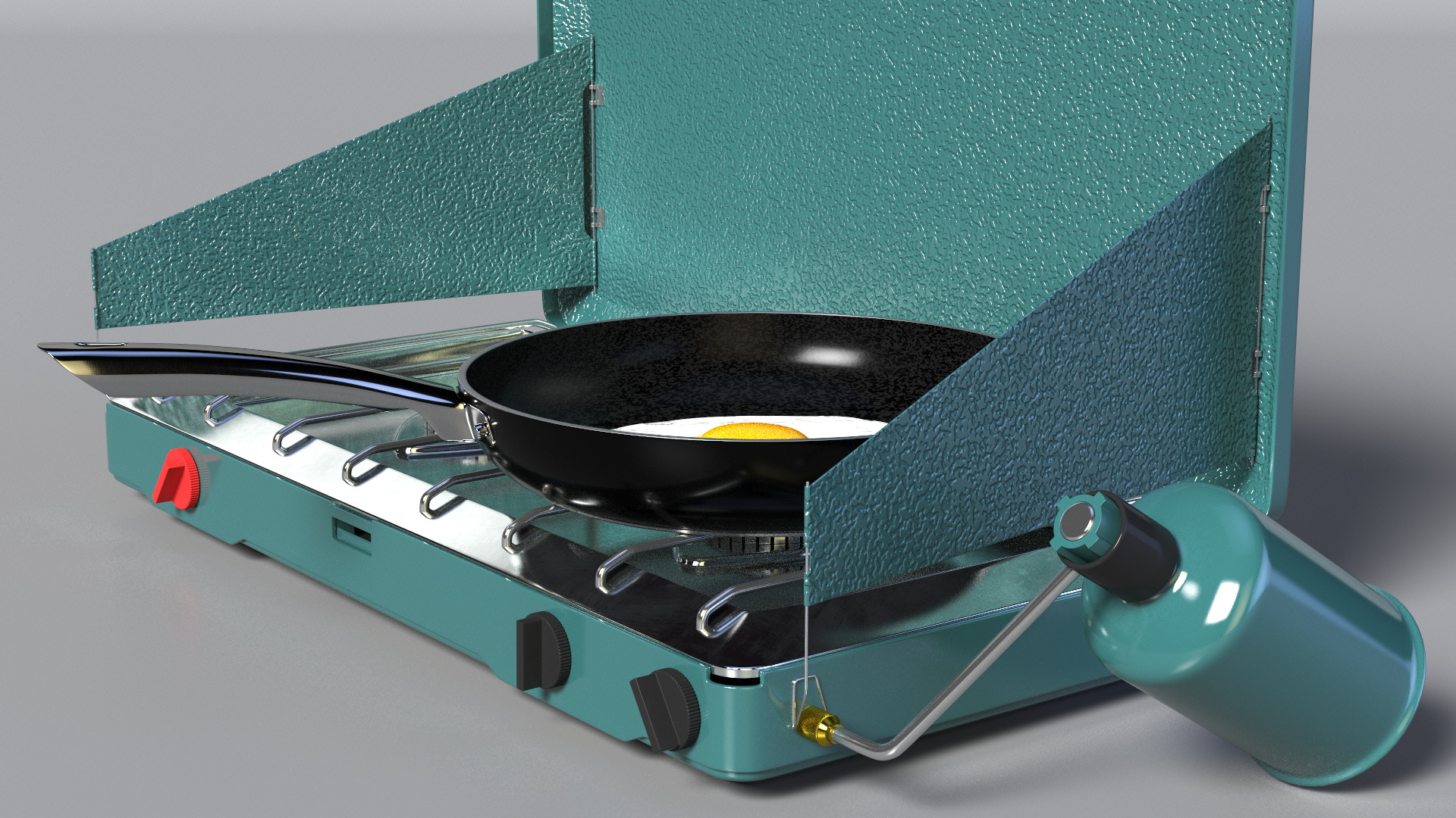 Camping Stove with Fried Eggs 3D model
