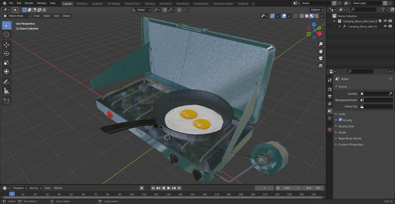 Camping Stove with Fried Eggs 3D model