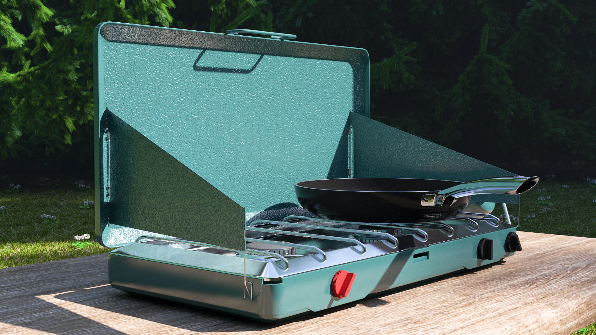 Camping Stove with Fried Eggs 3D model