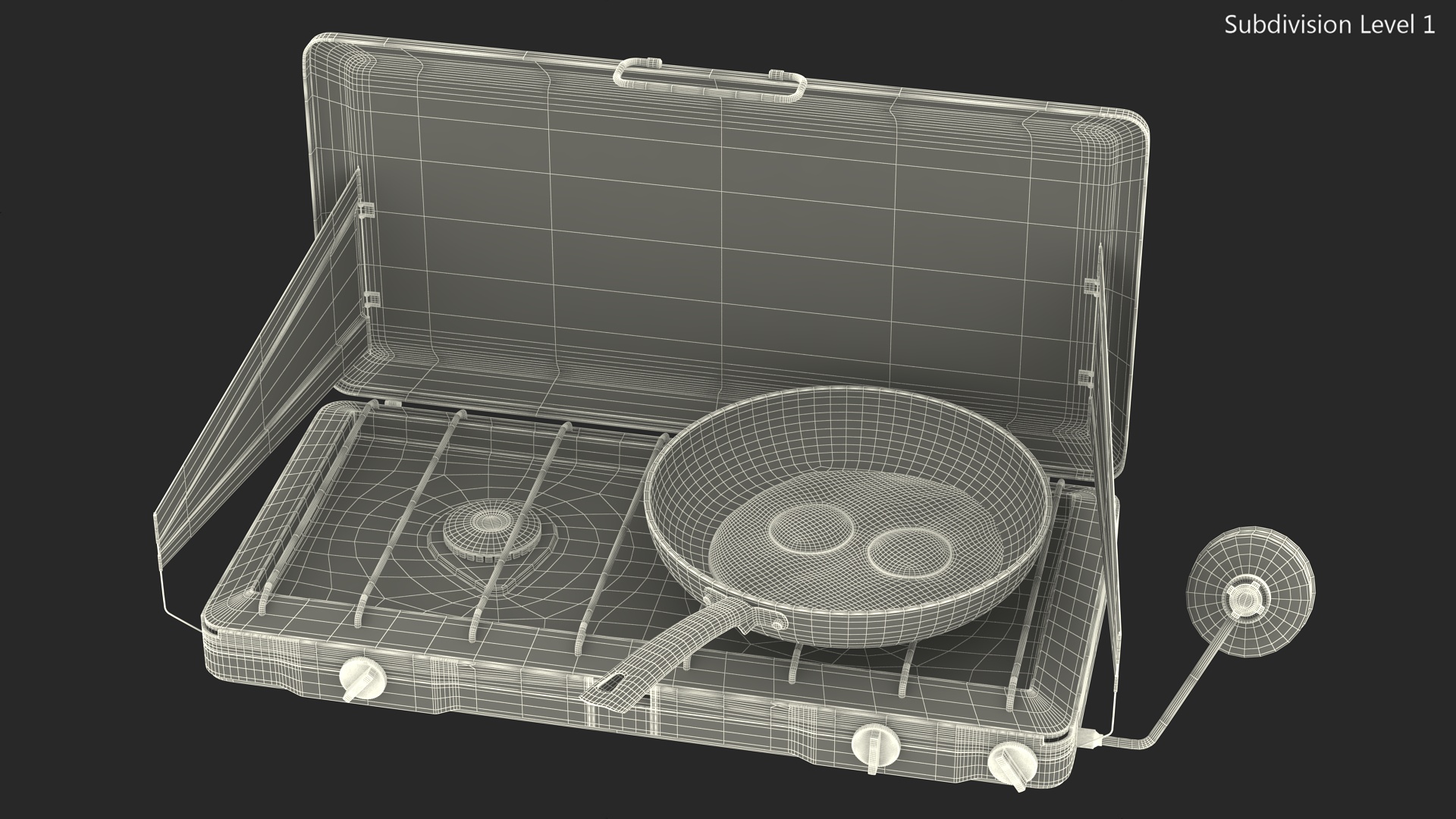 Camping Stove with Fried Eggs 3D model