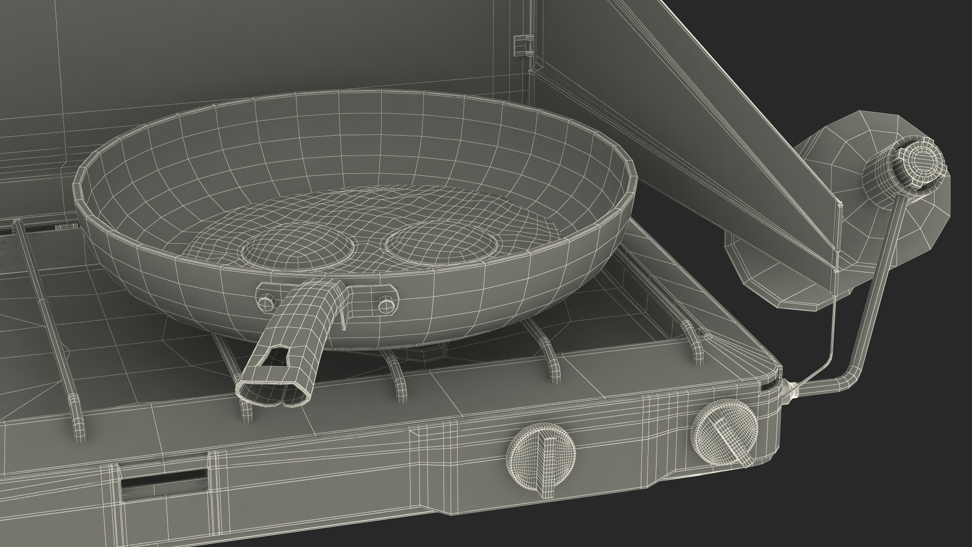 Camping Stove with Fried Eggs 3D model