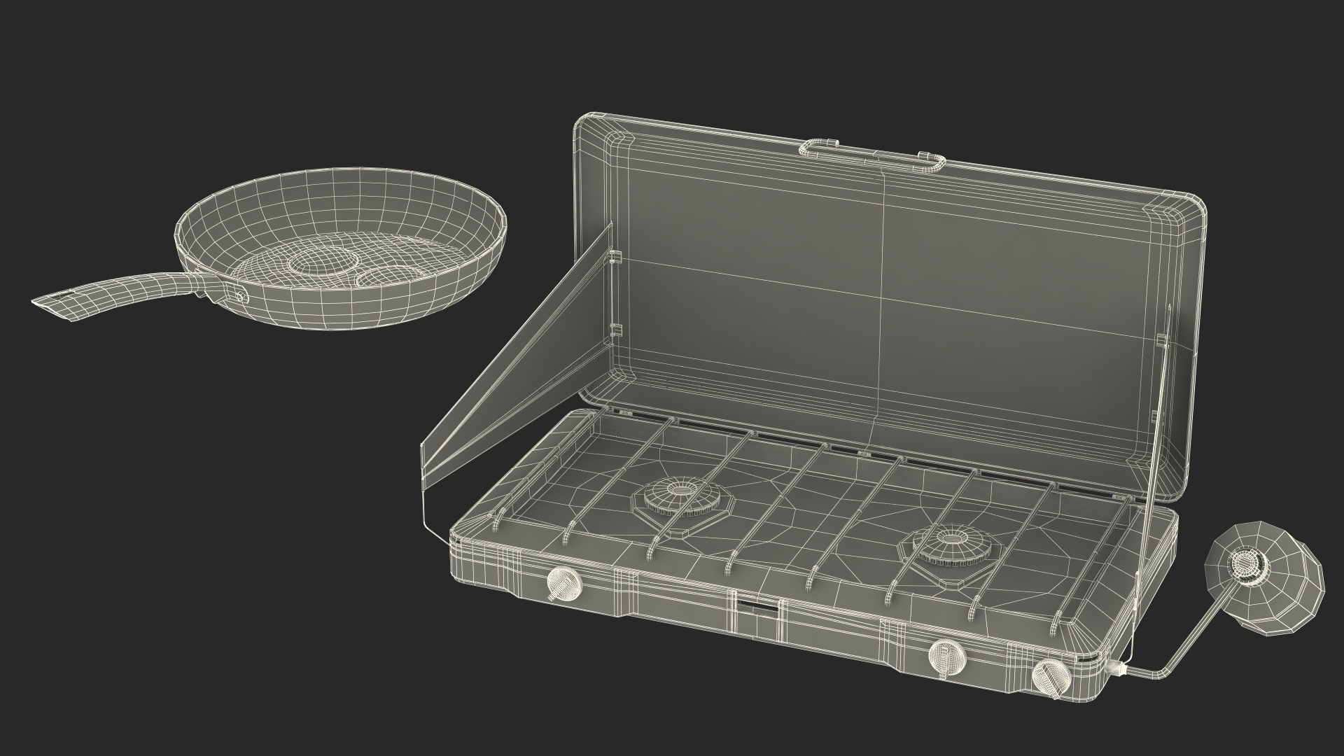 Camping Stove with Fried Eggs 3D model