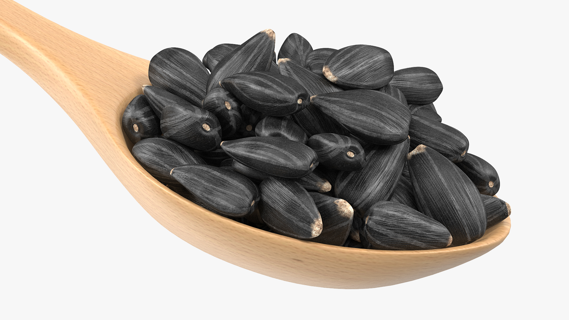 3D Sunflower Seeds in a Wooden Spoon model