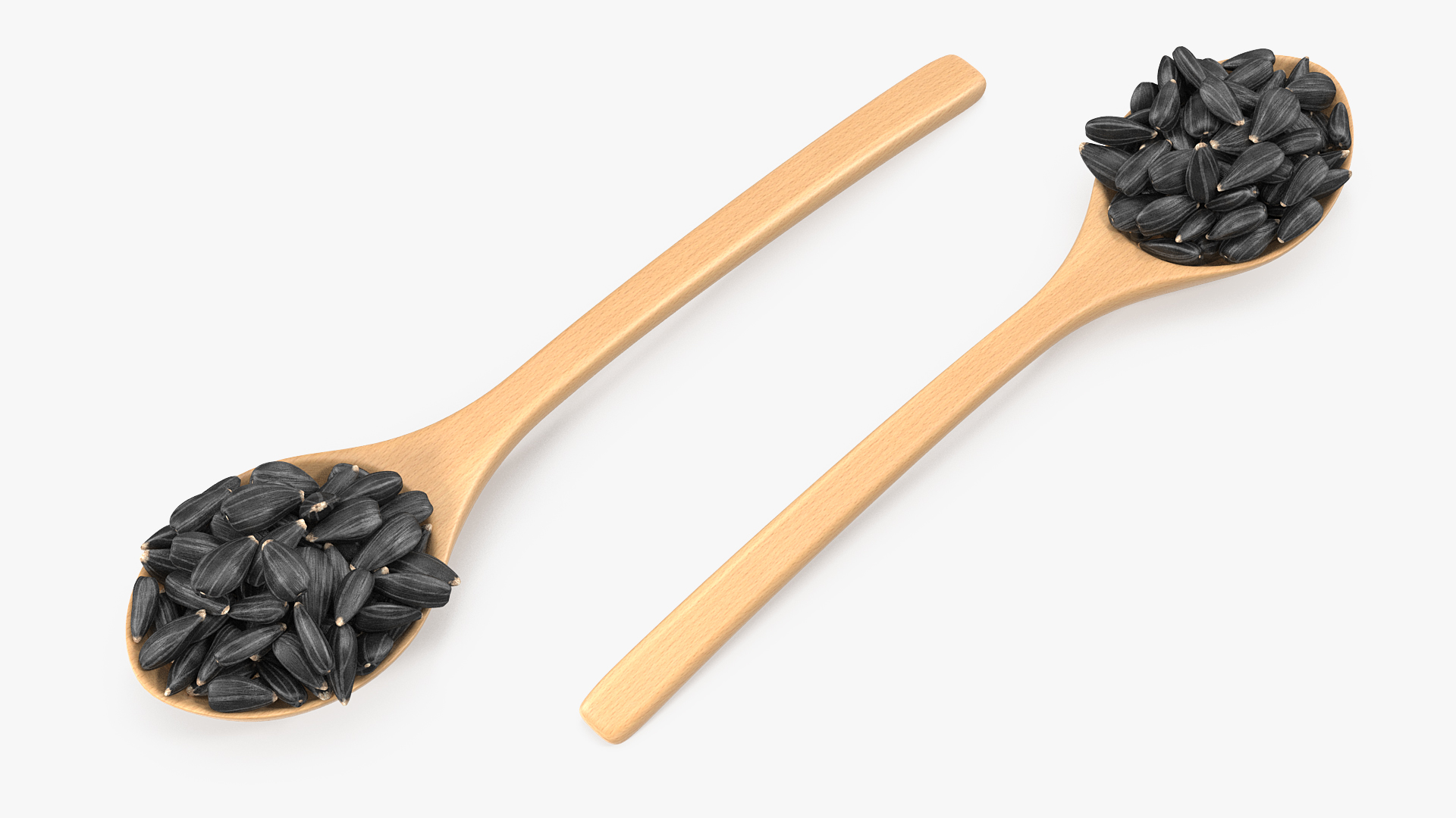 3D Sunflower Seeds in a Wooden Spoon model