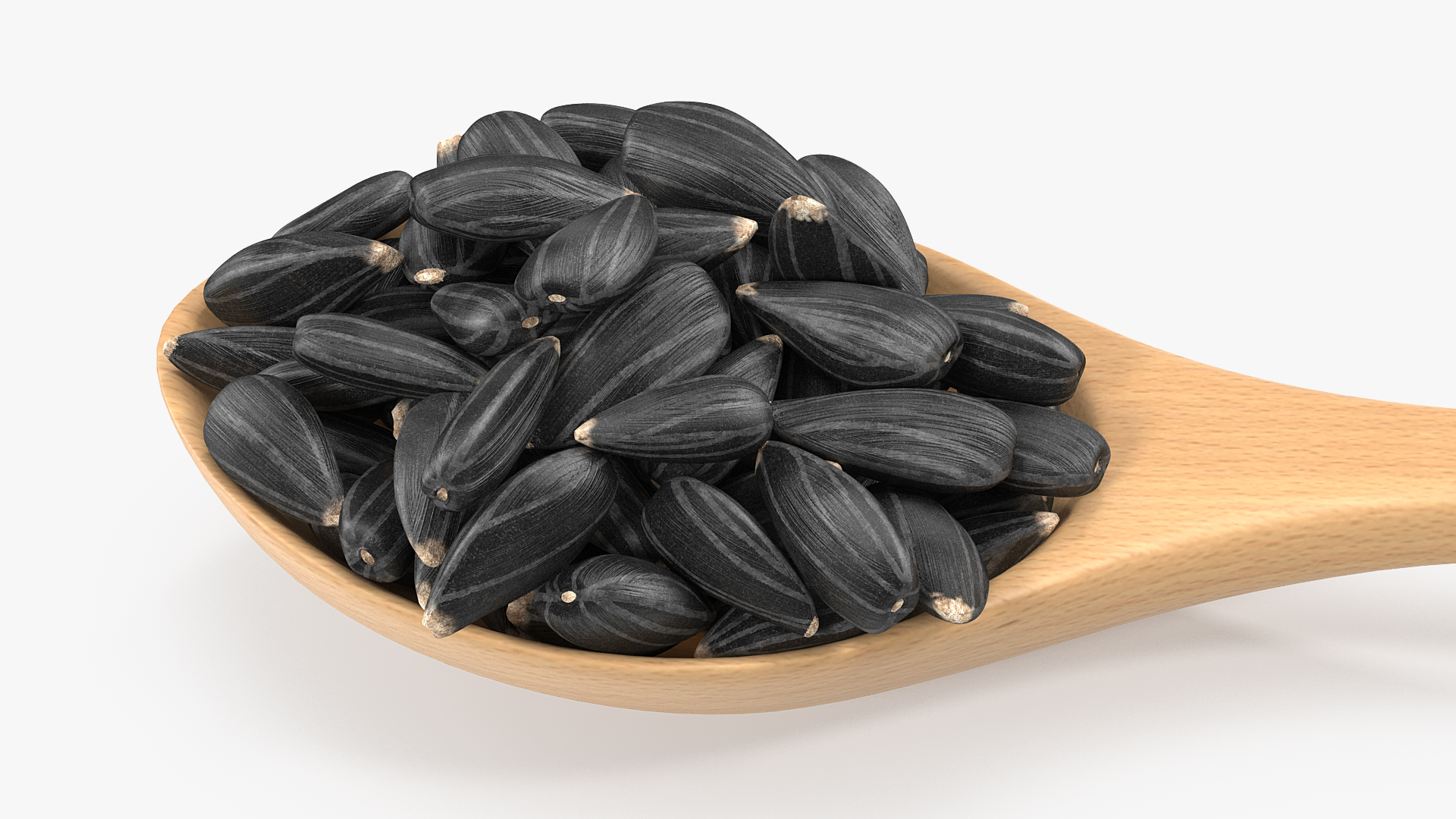 3D Sunflower Seeds in a Wooden Spoon model