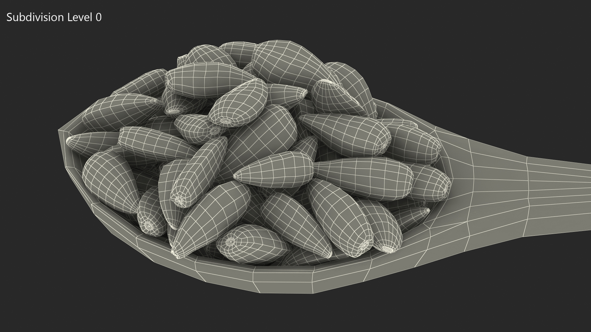 3D Sunflower Seeds in a Wooden Spoon model