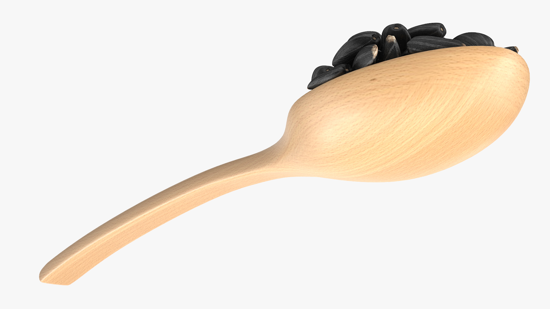 3D Sunflower Seeds in a Wooden Spoon model