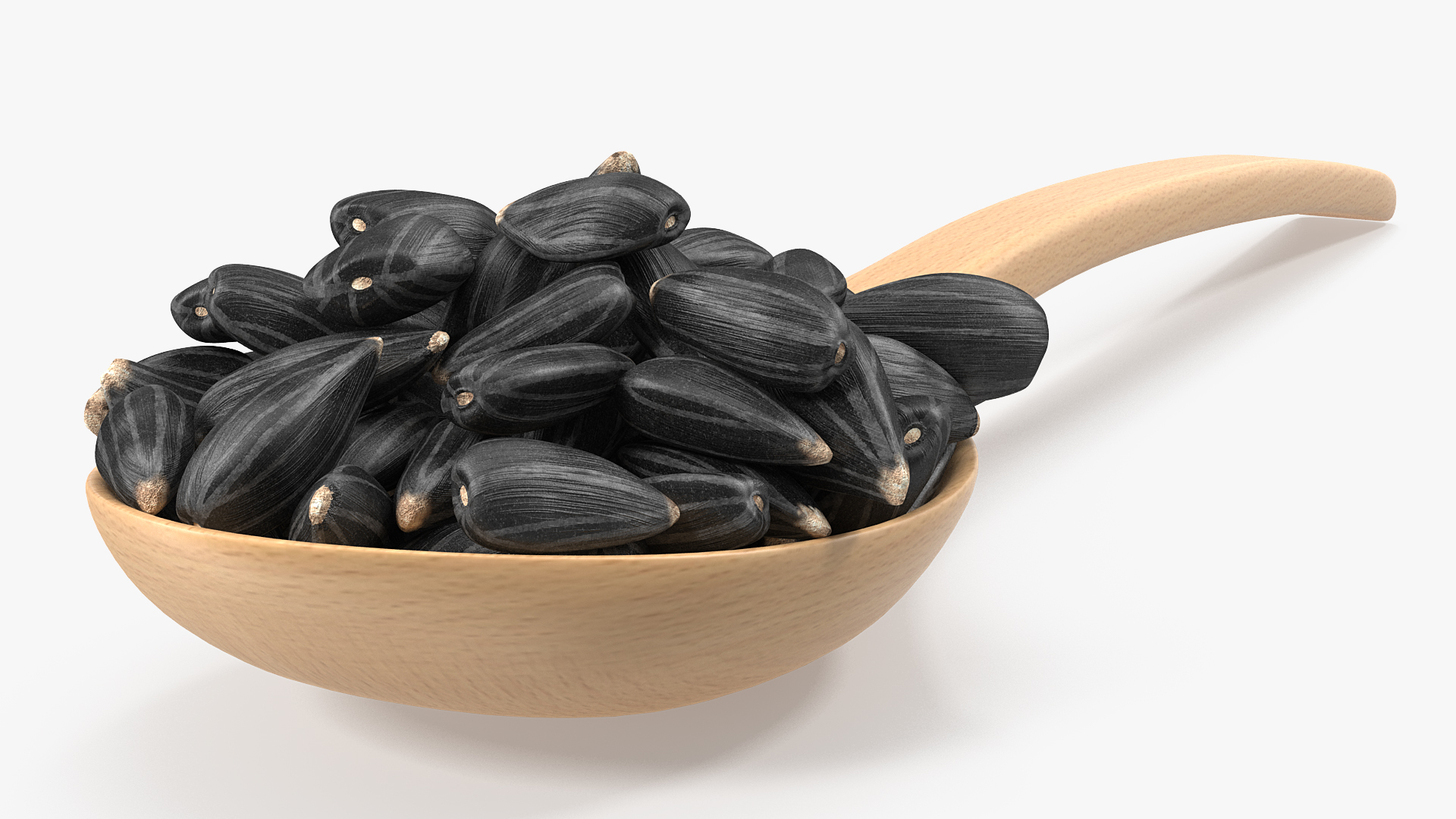 3D Sunflower Seeds in a Wooden Spoon model