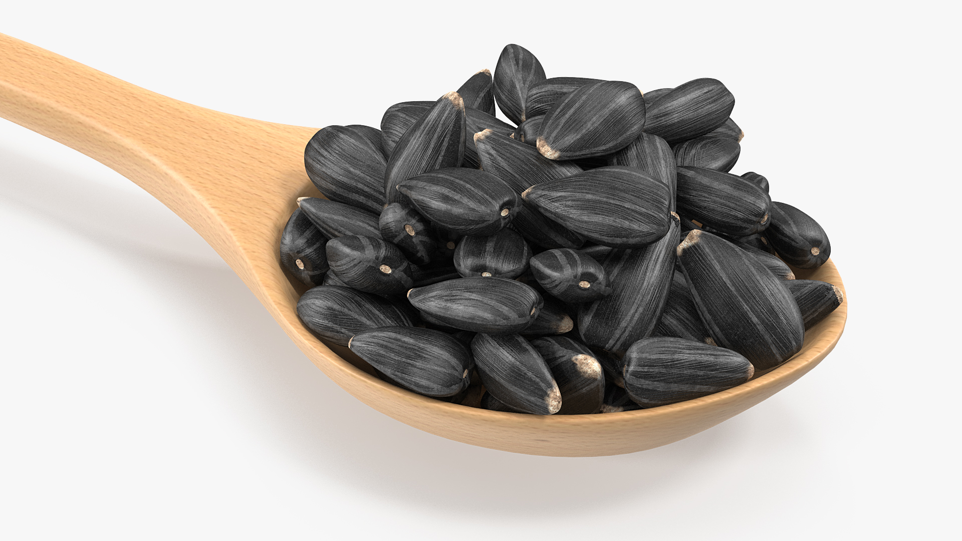 3D Sunflower Seeds in a Wooden Spoon model