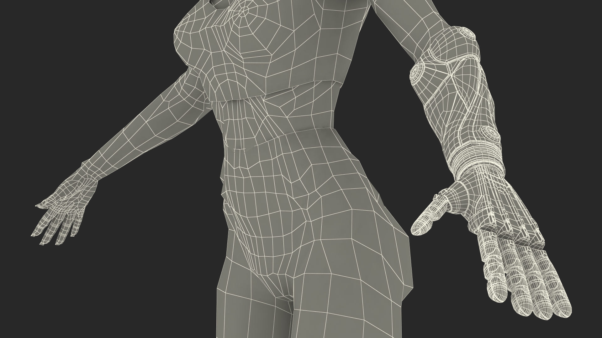 3D Woman with Mind Controlled Prosthetic Arm A-pose model