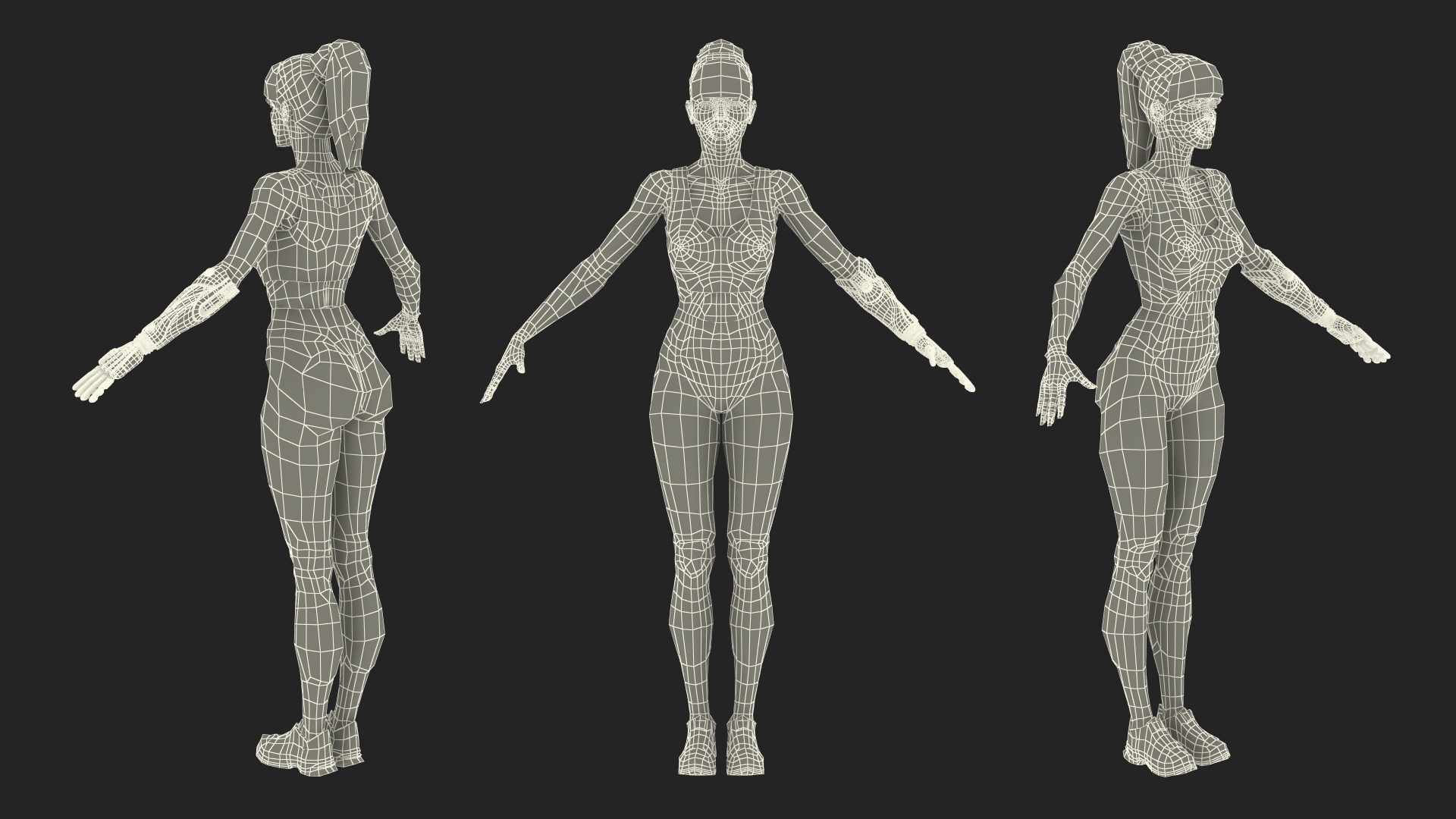 3D Woman with Mind Controlled Prosthetic Arm A-pose model