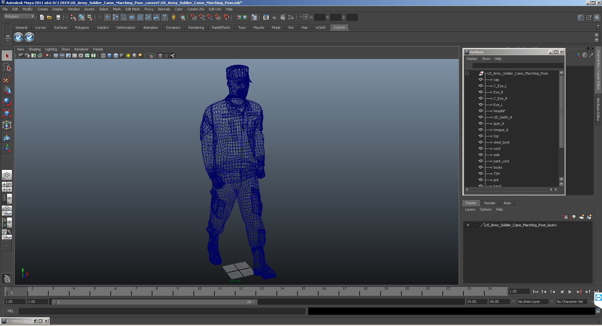 US Army Soldier Camo Marching Pose 3D model