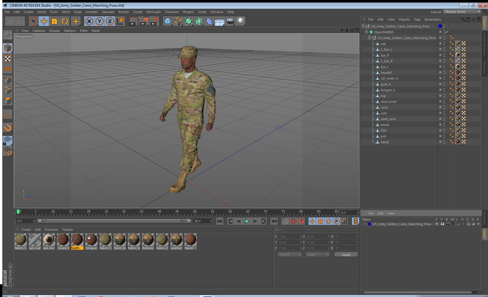 US Army Soldier Camo Marching Pose 3D model