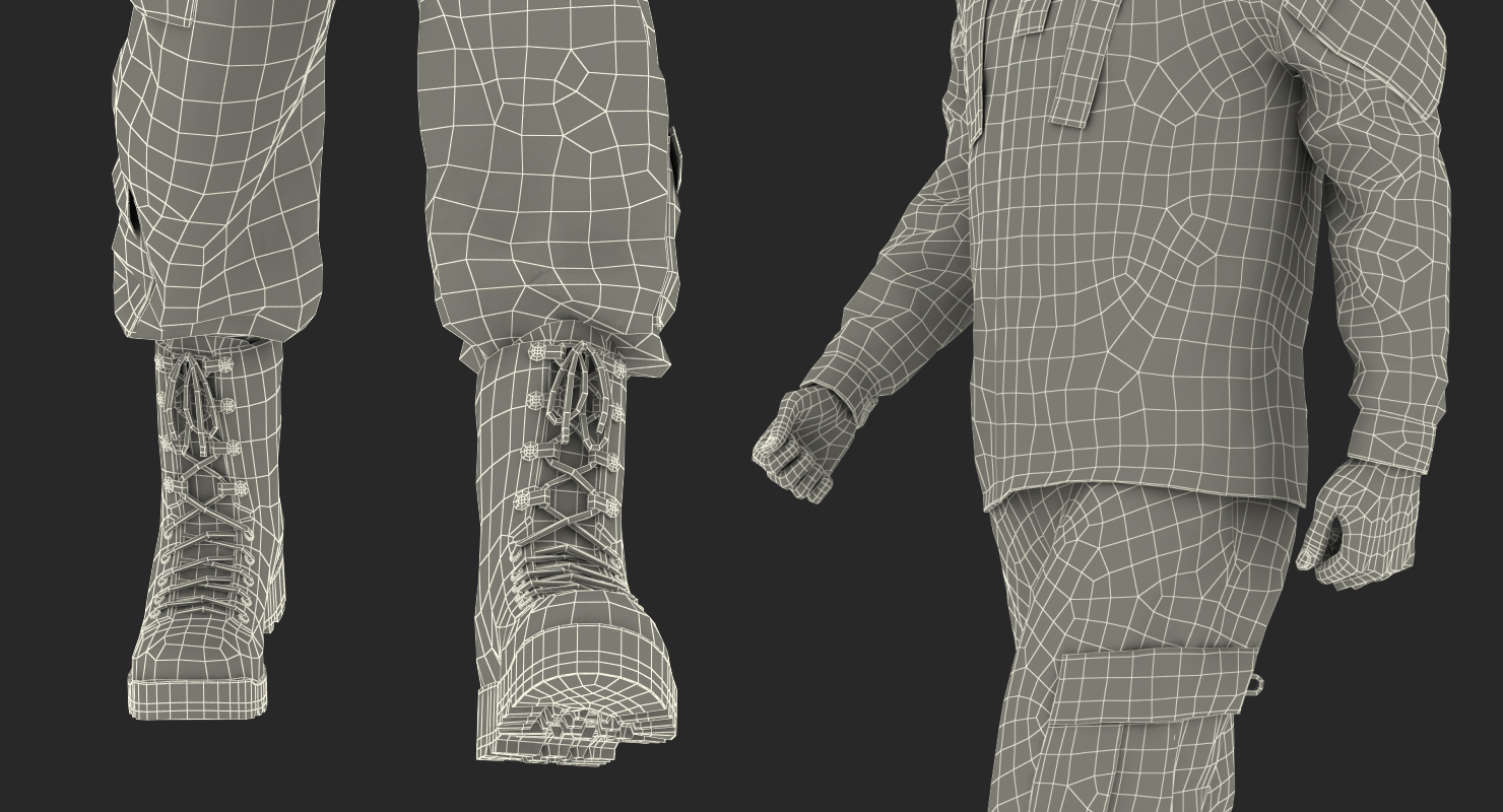 US Army Soldier Camo Marching Pose 3D model
