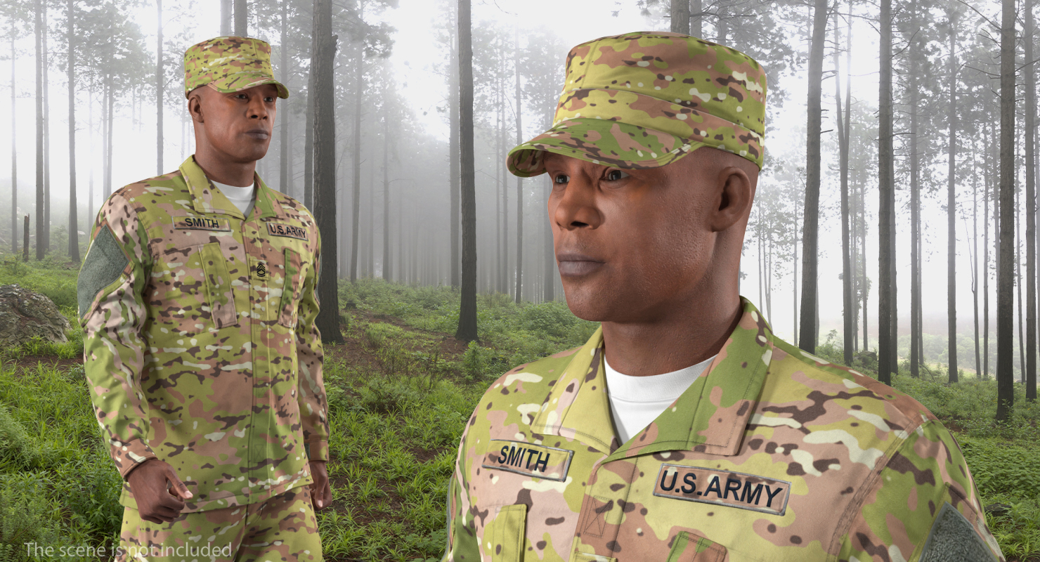 US Army Soldier Camo Marching Pose 3D model