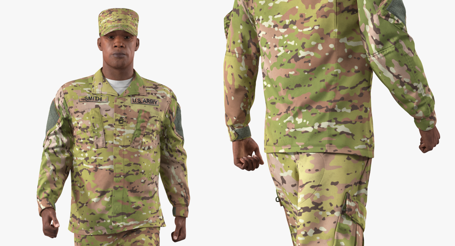 US Army Soldier Camo Marching Pose 3D model
