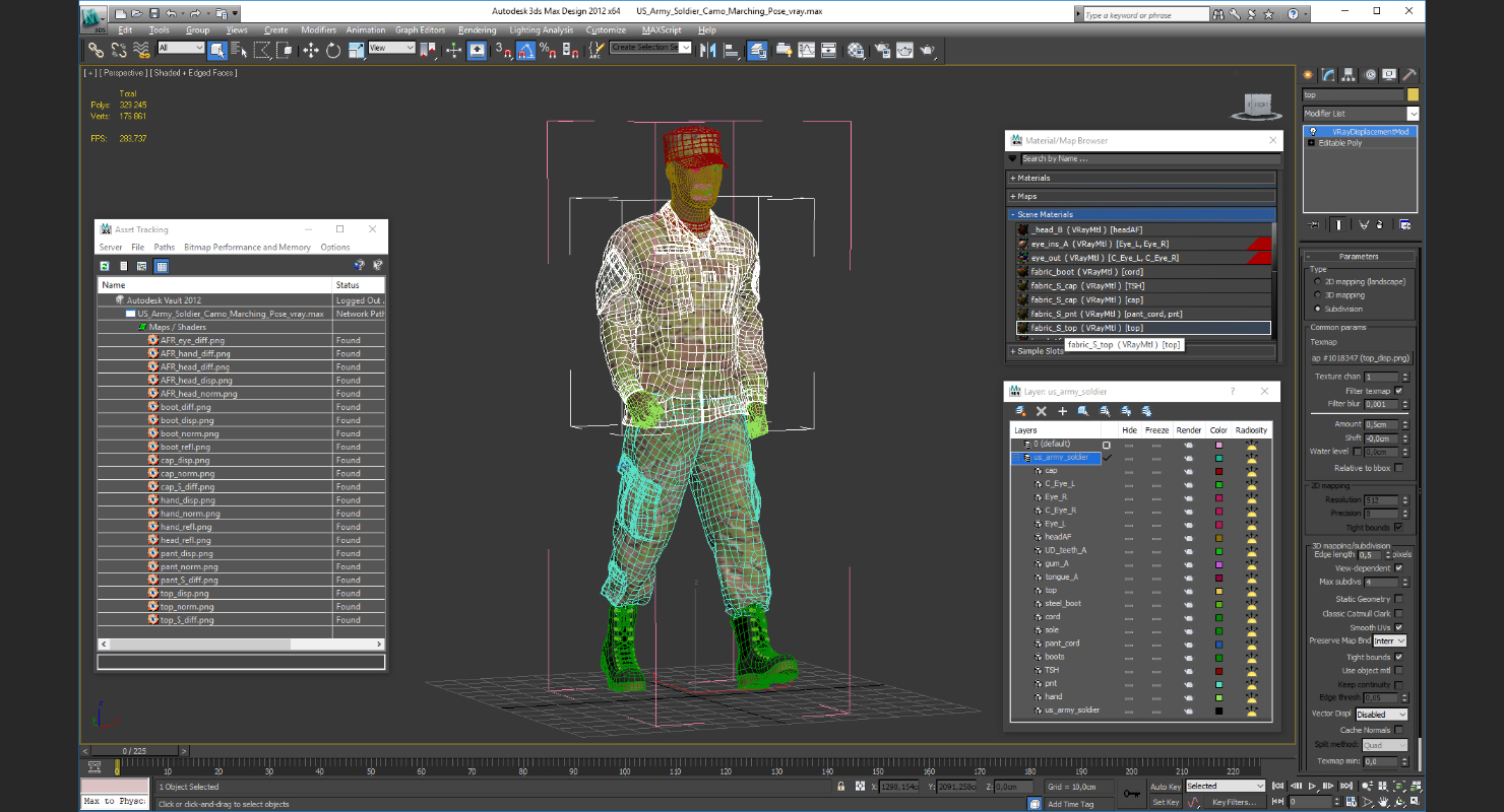 US Army Soldier Camo Marching Pose 3D model