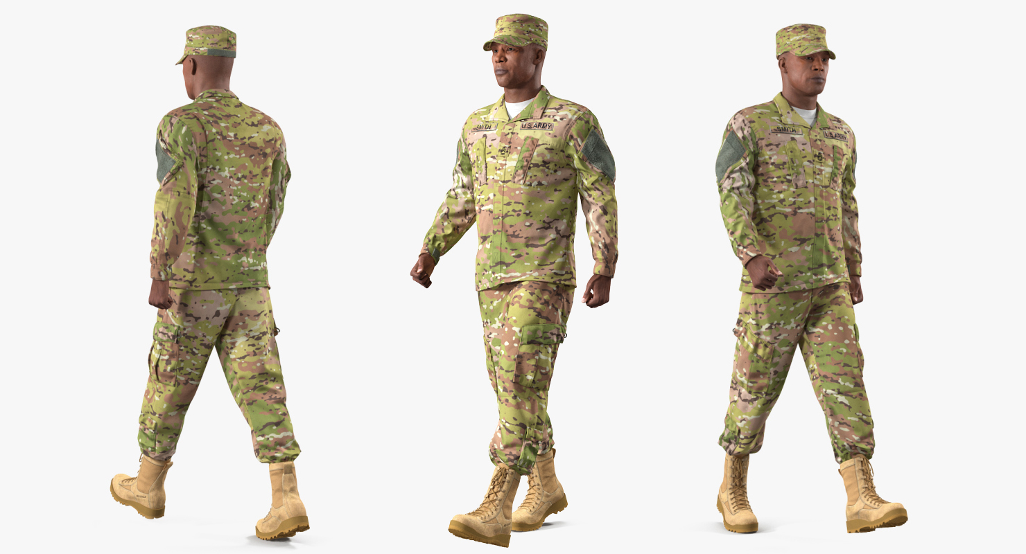 US Army Soldier Camo Marching Pose 3D model