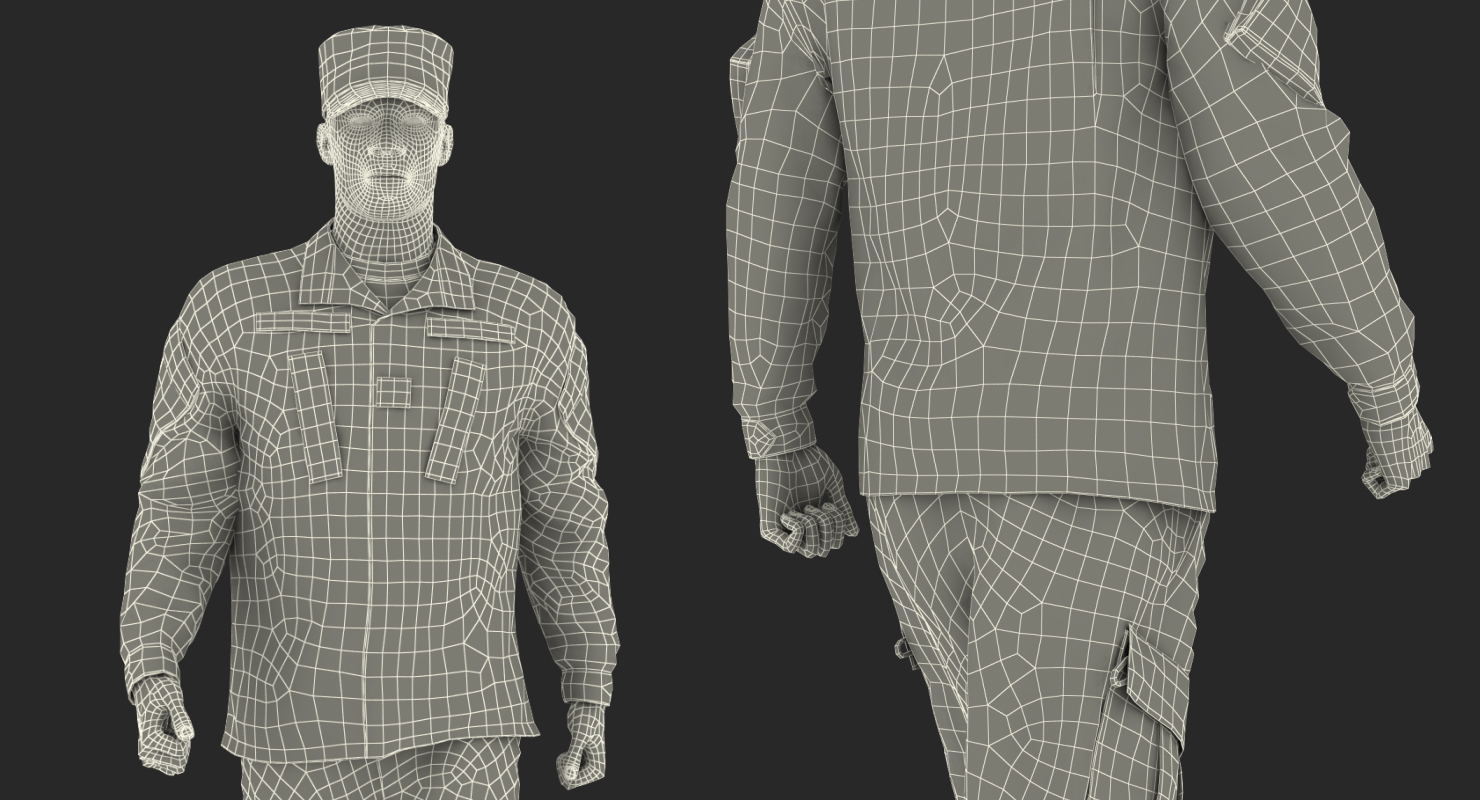 US Army Soldier Camo Marching Pose 3D model