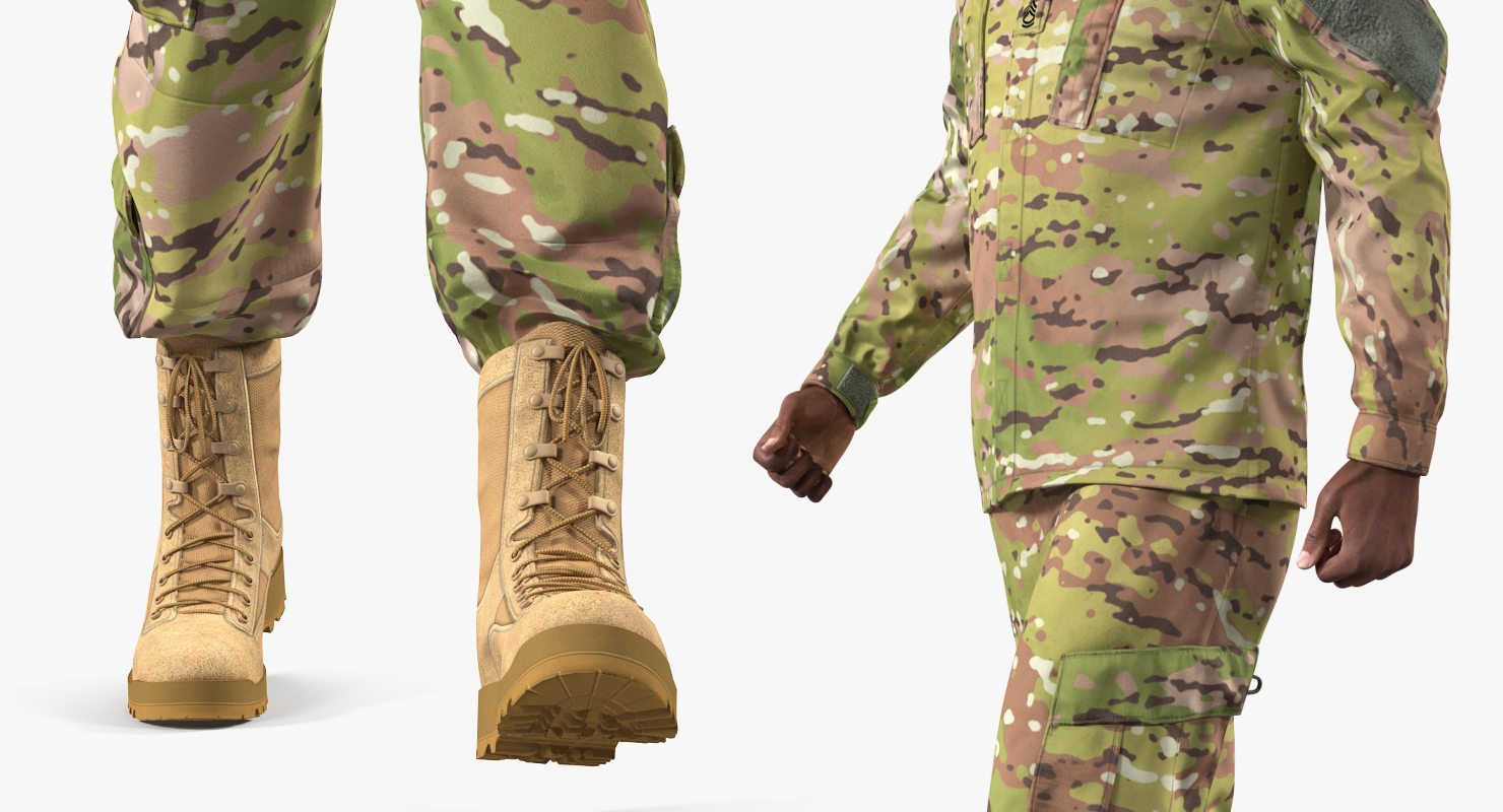 US Army Soldier Camo Marching Pose 3D model