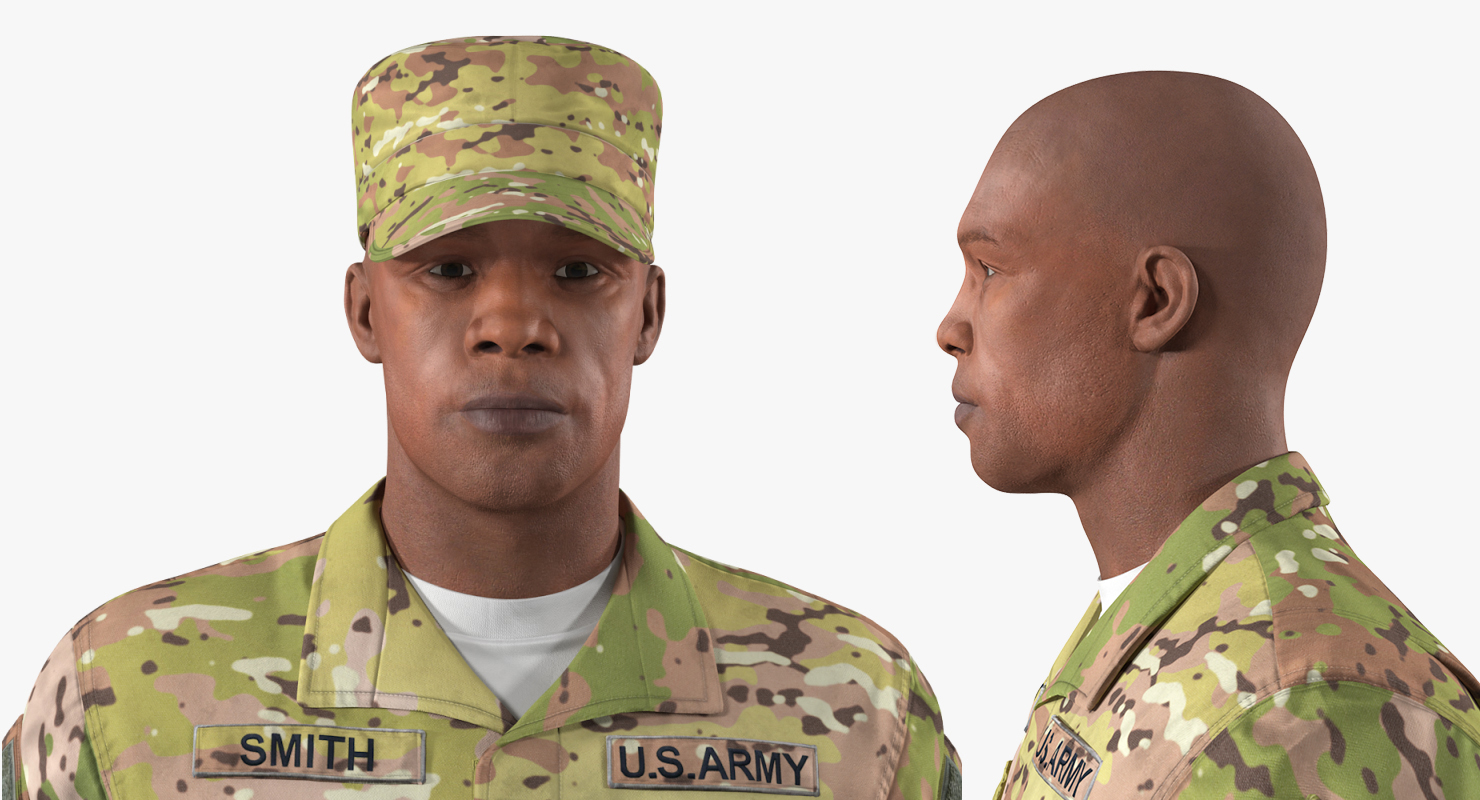 US Army Soldier Camo Marching Pose 3D model