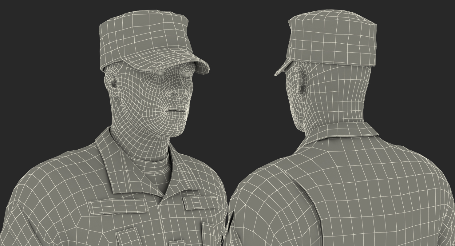 US Army Soldier Camo Marching Pose 3D model