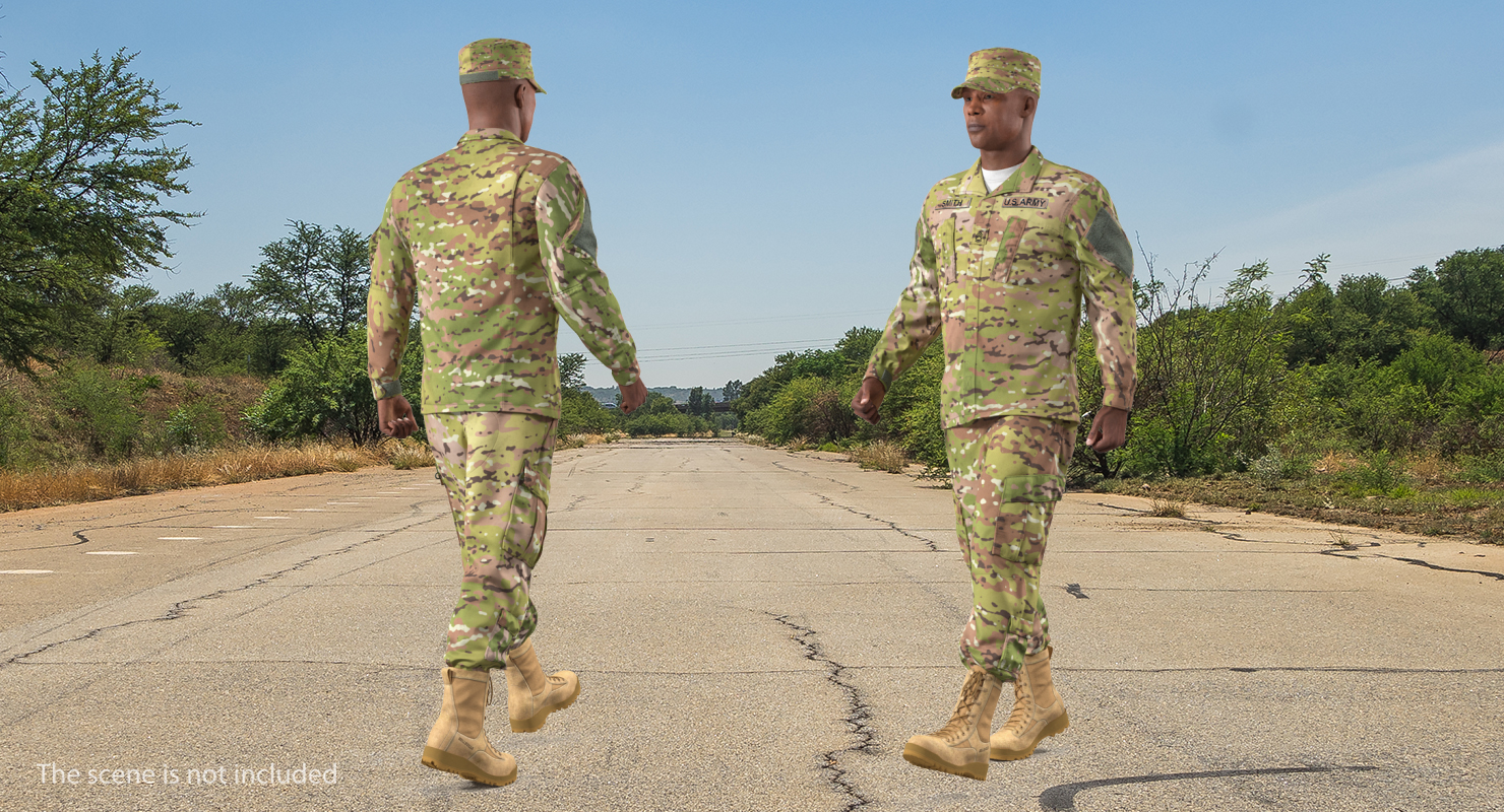 US Army Soldier Camo Marching Pose 3D model