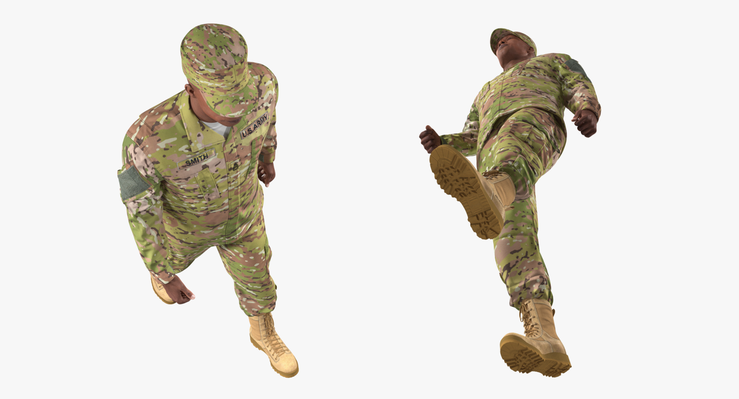 US Army Soldier Camo Marching Pose 3D model