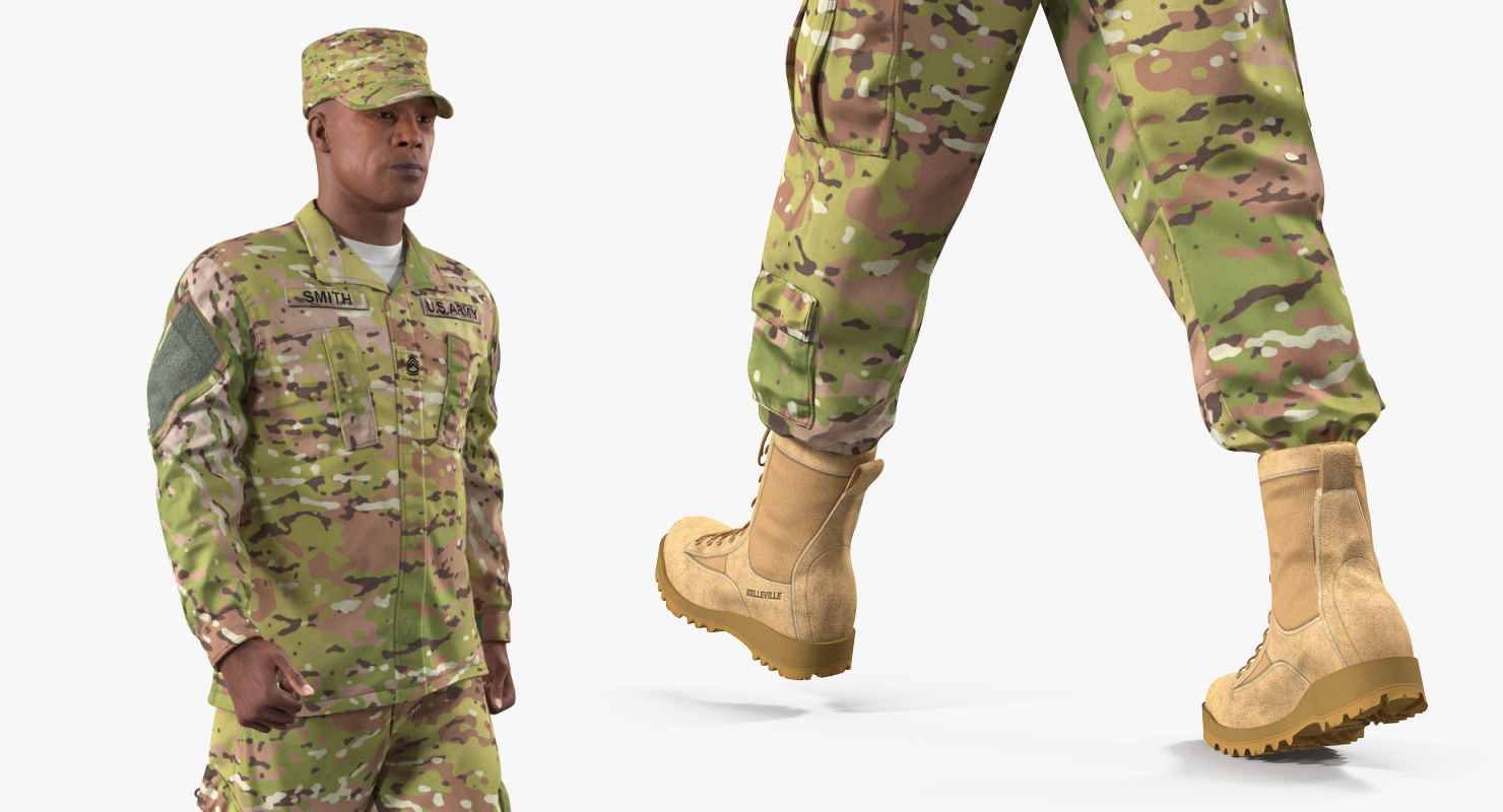 US Army Soldier Camo Marching Pose 3D model