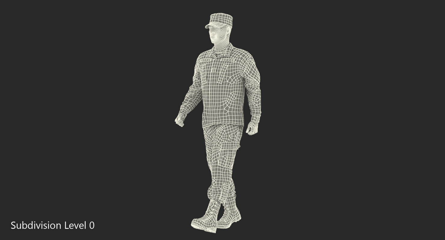 US Army Soldier Camo Marching Pose 3D model