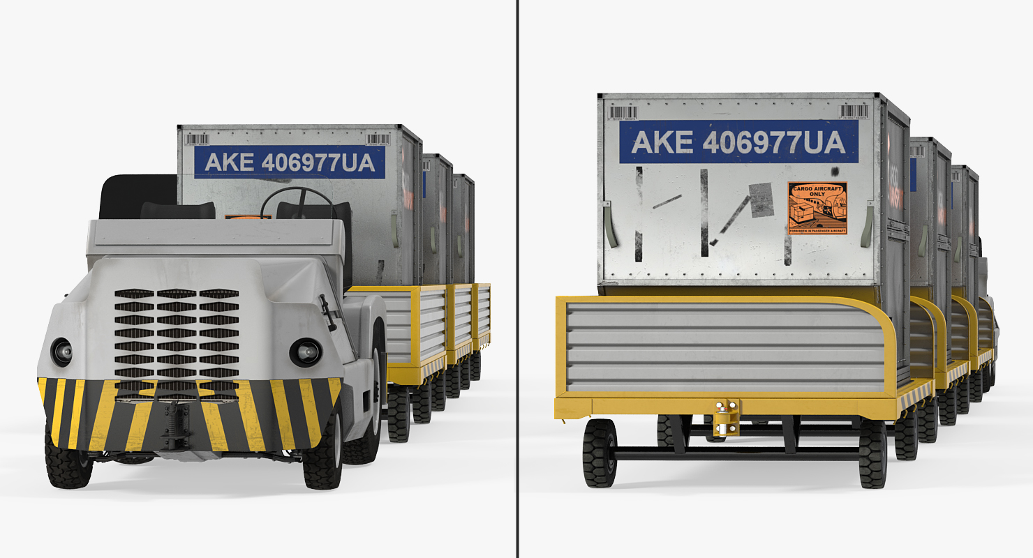 Aircraft Tow Tractor Clark CT30 Carrying Passengers Luggage 3D model