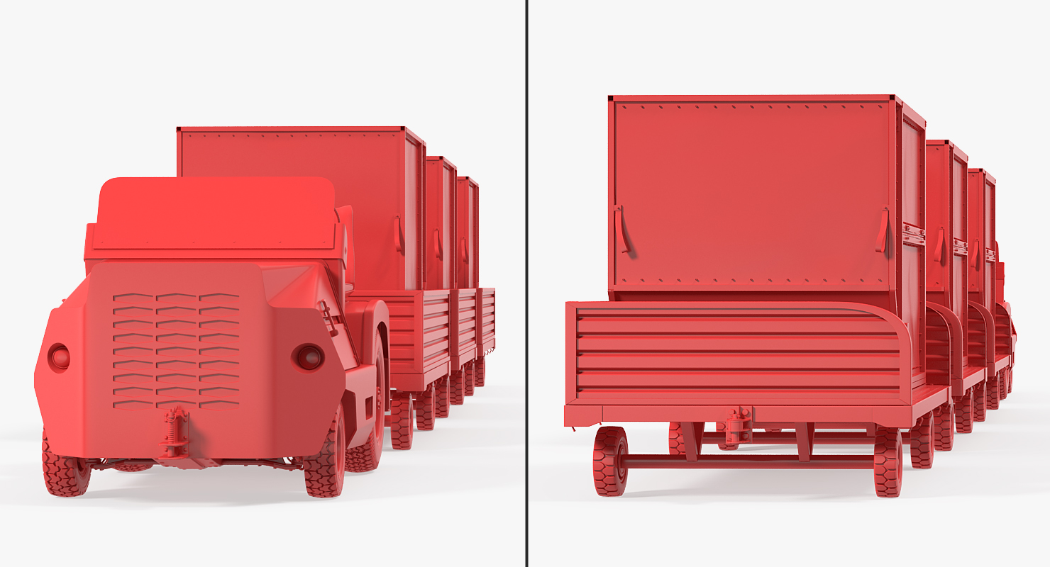 Aircraft Tow Tractor Clark CT30 Carrying Passengers Luggage 3D model