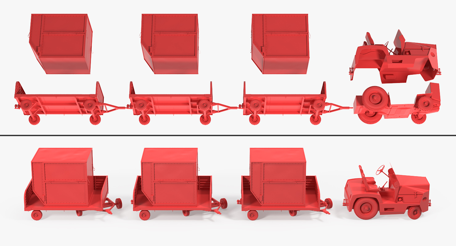 Aircraft Tow Tractor Clark CT30 Carrying Passengers Luggage 3D model