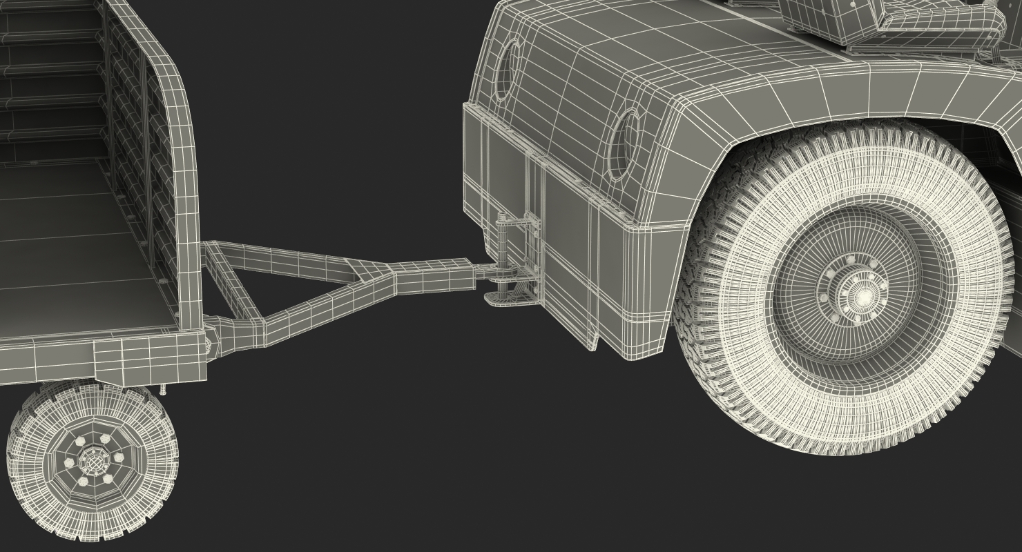 Aircraft Tow Tractor Clark CT30 Carrying Passengers Luggage 3D model