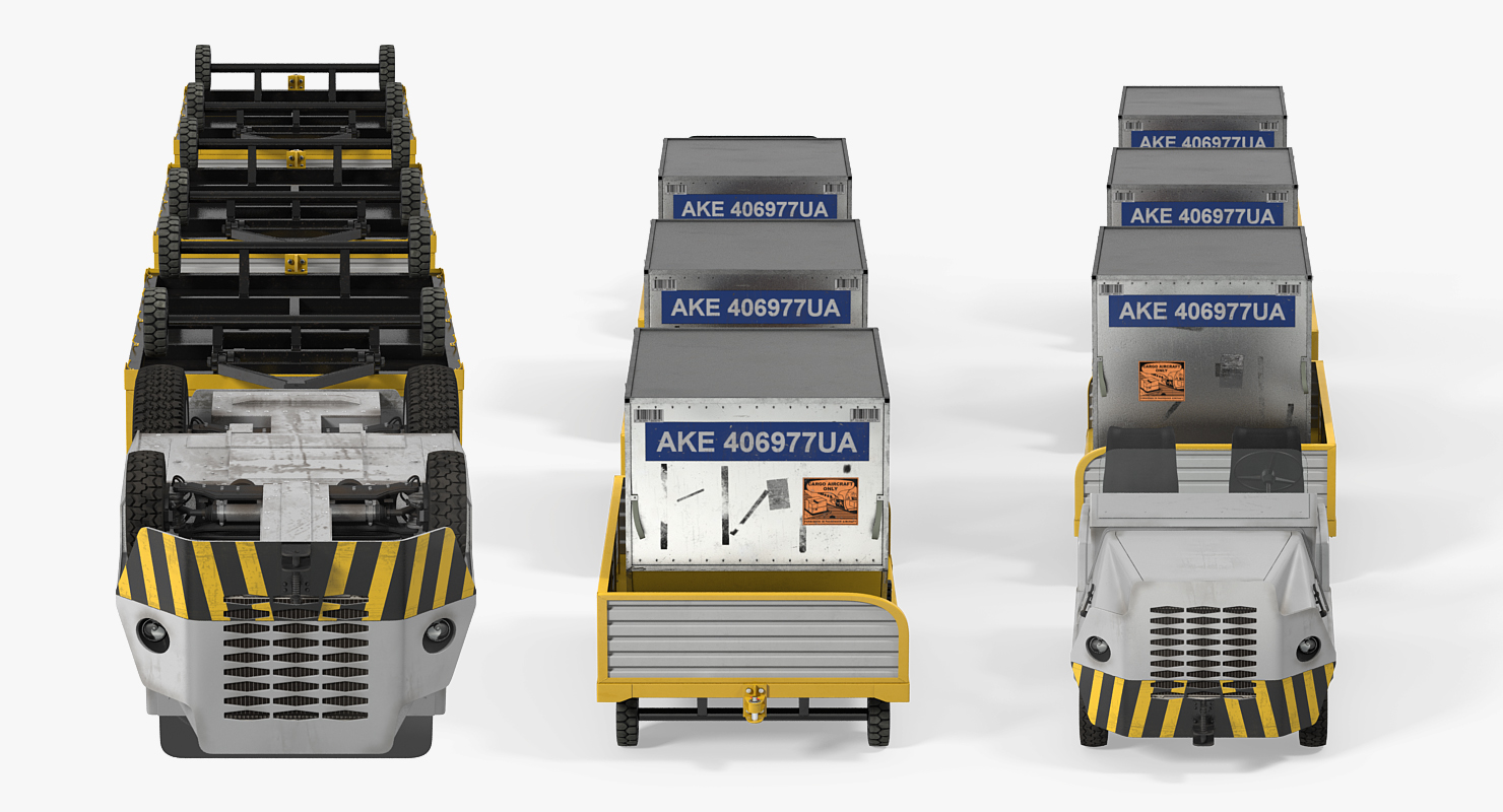 Aircraft Tow Tractor Clark CT30 Carrying Passengers Luggage 3D model