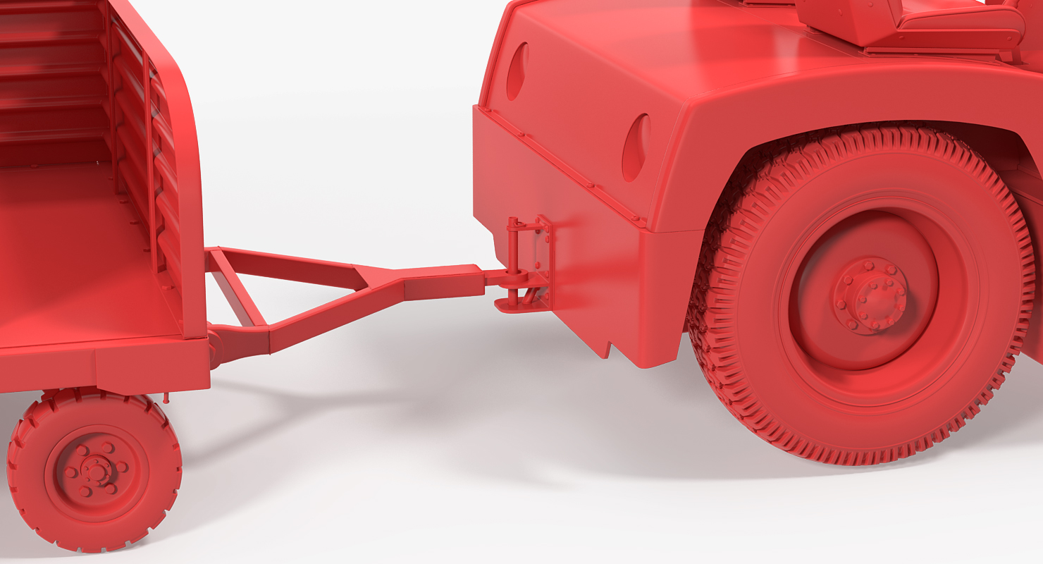 Aircraft Tow Tractor Clark CT30 Carrying Passengers Luggage 3D model
