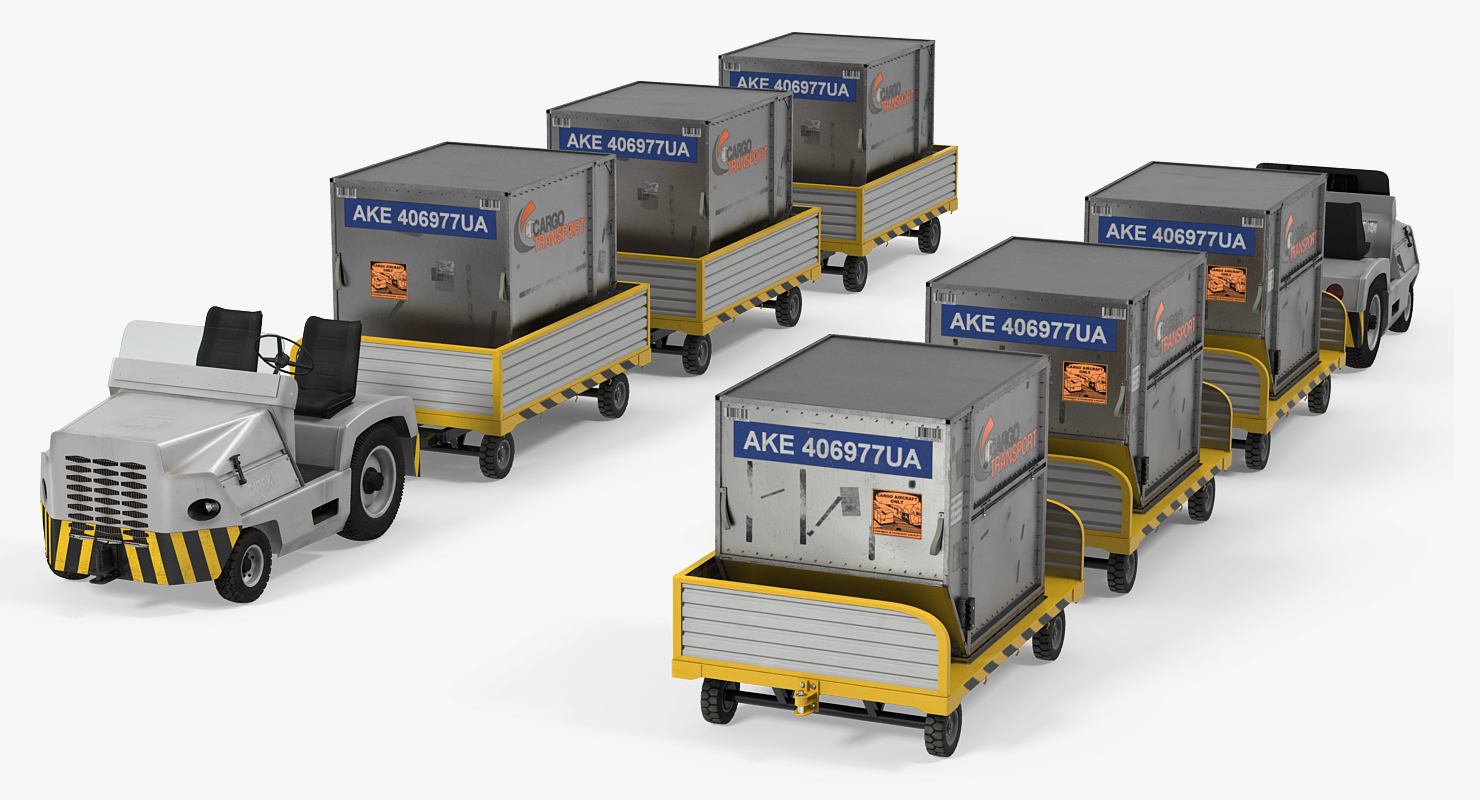 Aircraft Tow Tractor Clark CT30 Carrying Passengers Luggage 3D model