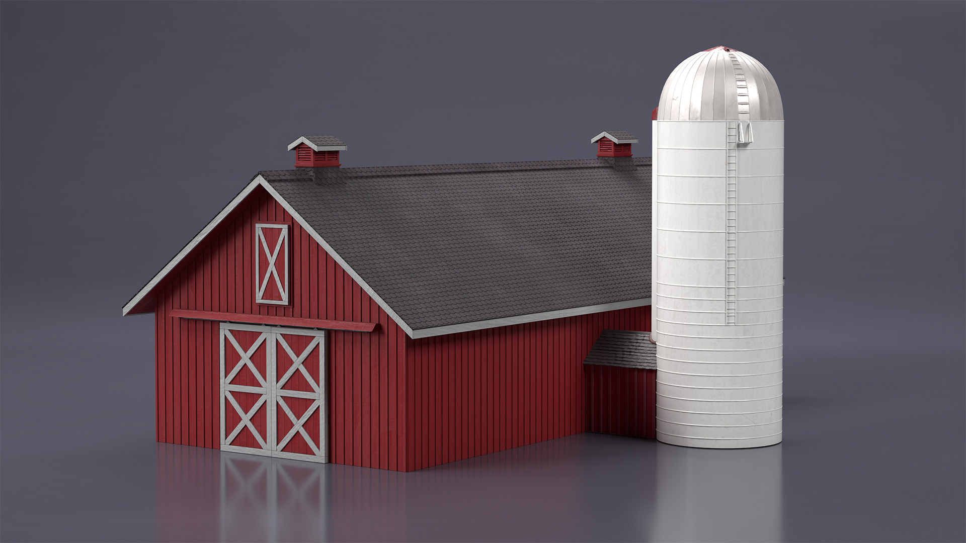 3D Barn Silo Red model