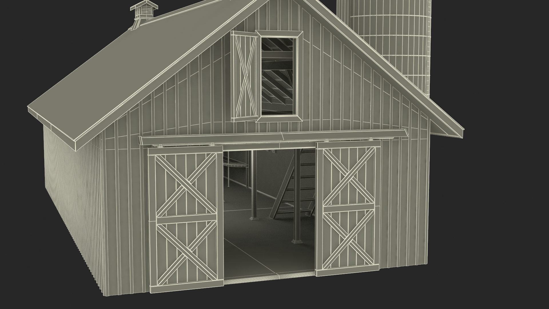 3D Barn Silo Red model