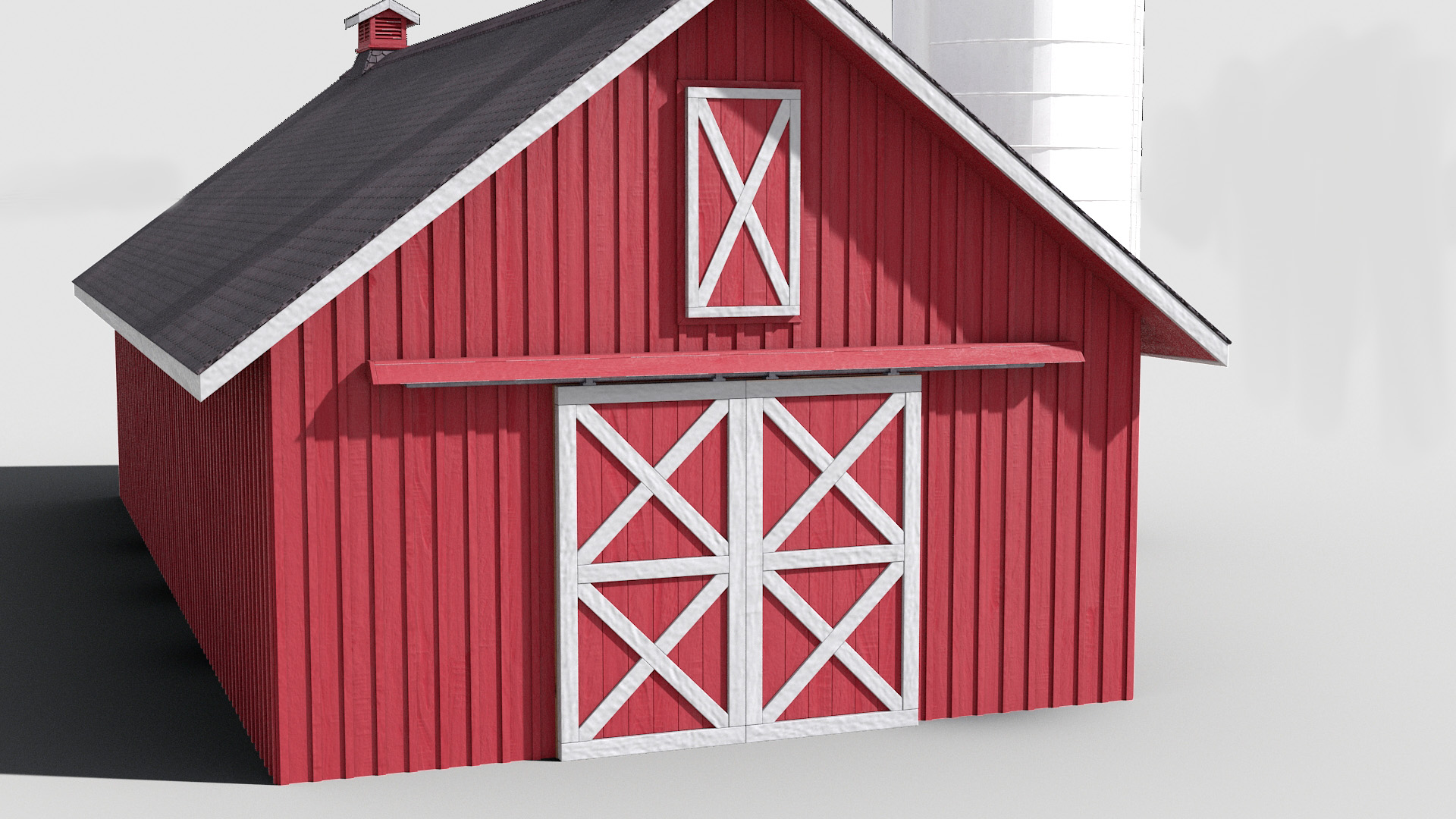 3D Barn Silo Red model