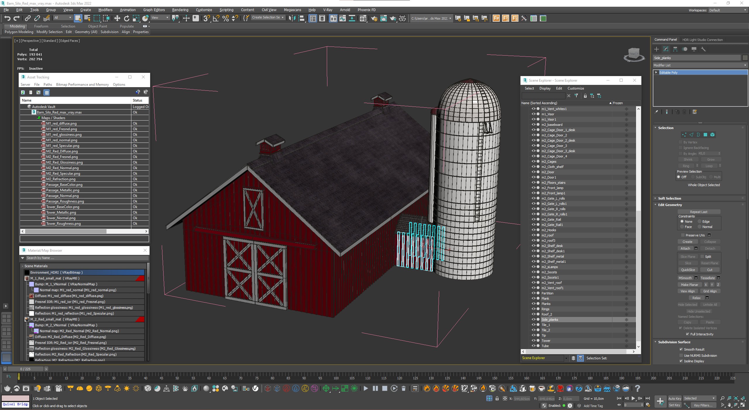 3D Barn Silo Red model