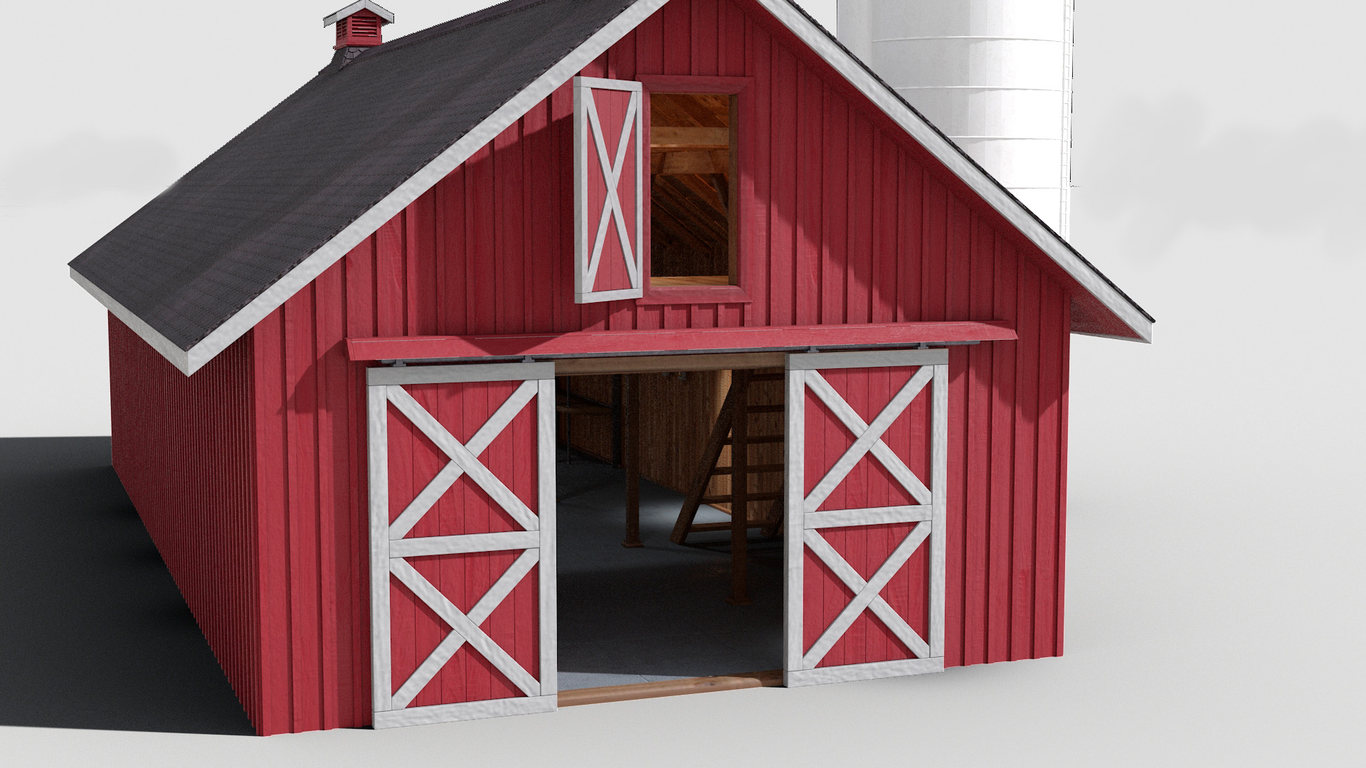 3D Barn Silo Red model
