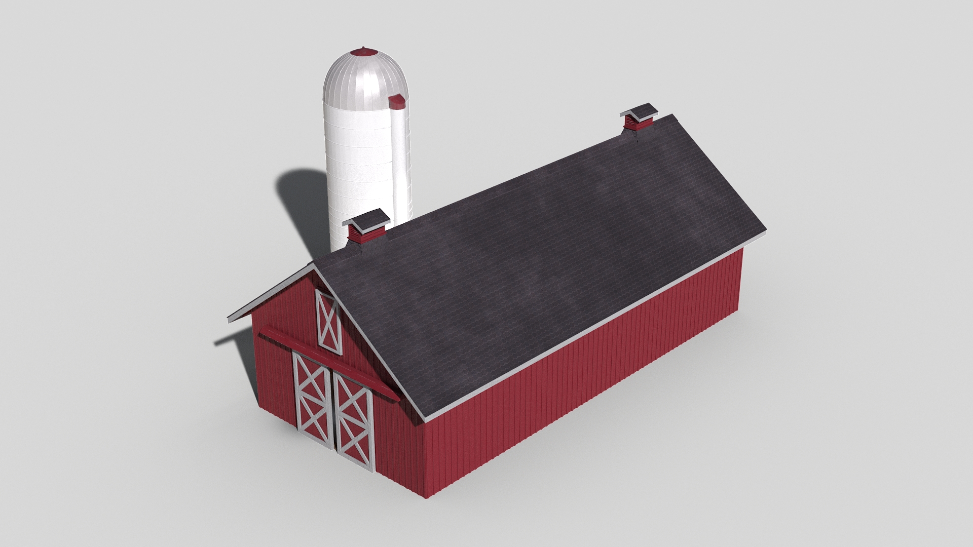 3D Barn Silo Red model